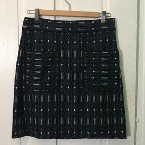 LOFT Blue and Black Dressy Mini Skirt